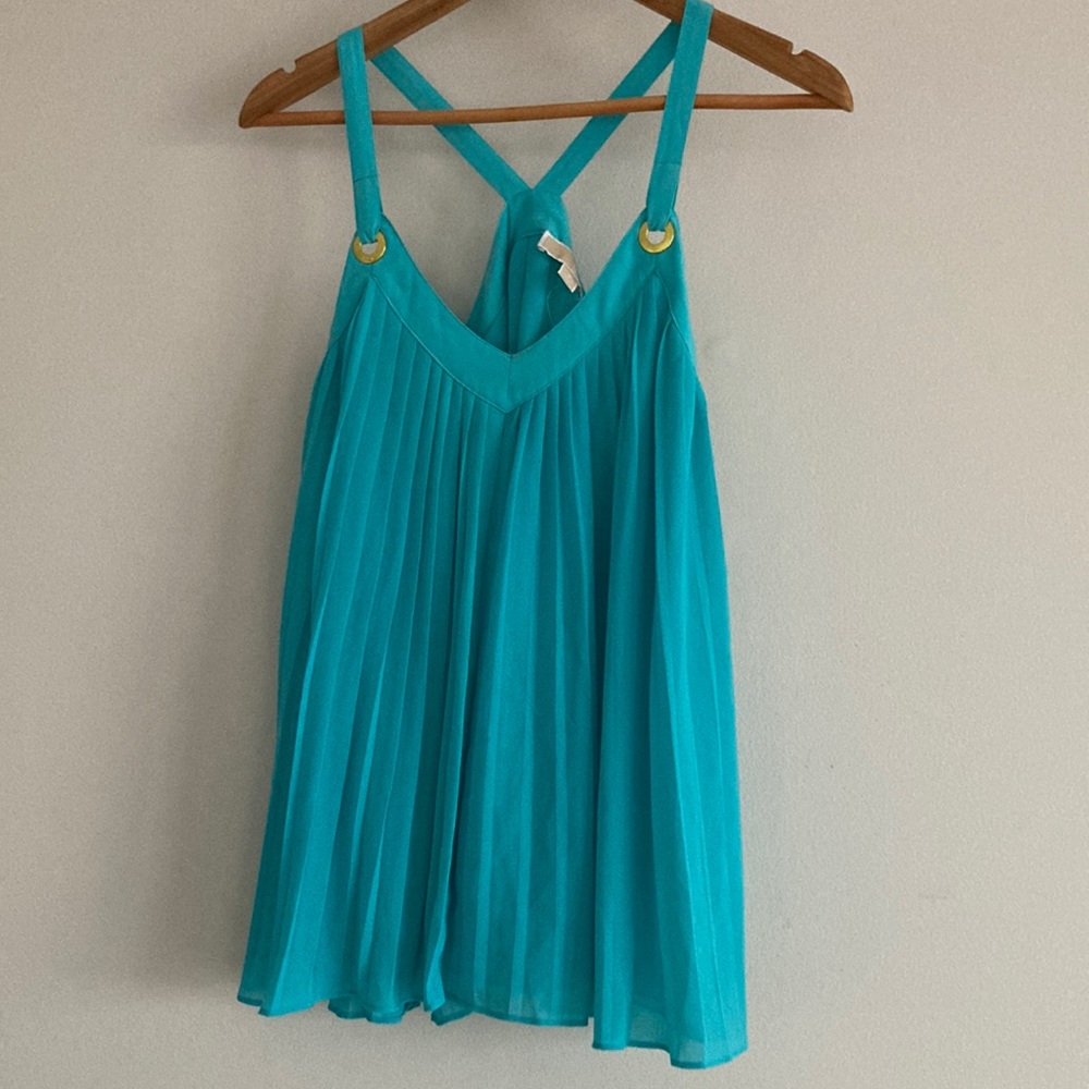 Michael Kors Flowing Turquoise Tank Blouse- Size Small